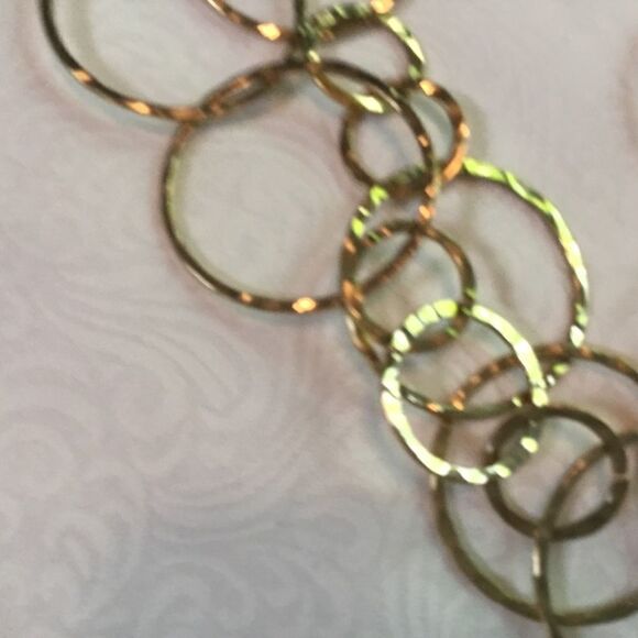 Goldtone Hammered Texture Hoop Necklace - Picture 4 of 5